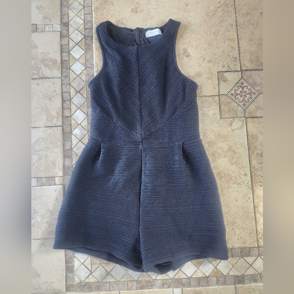 Altar'd State Black Textured Sleeveless Romper
